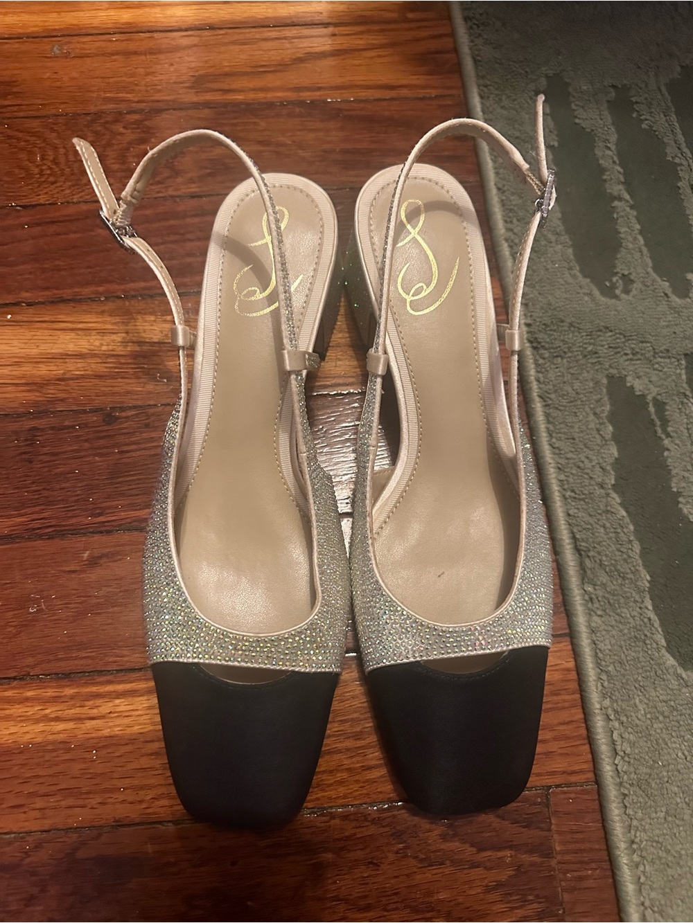 Same Edelman Rhinestone sling backs
